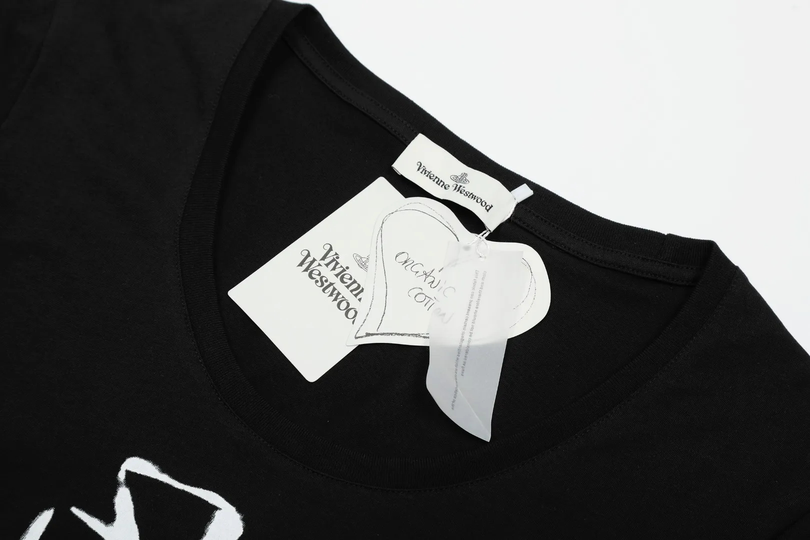 VIVI997# "Top hot style" vivienne west wood Queen Mother West U-neck large T short sleeves 2025 top hot style 220g 32 count high-density double yarn pure cotton, comfortable fabric Size: XS-L Color: white black